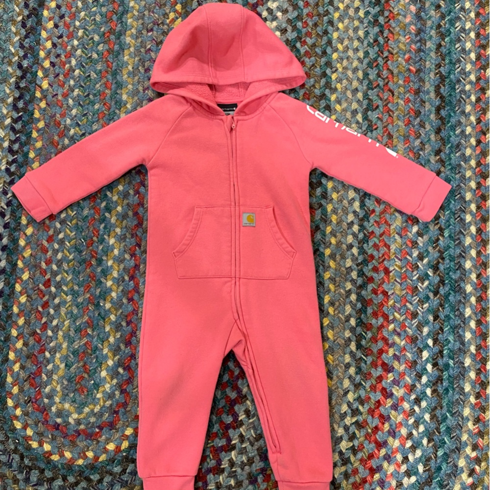 Carhartt Pink Hooded Baby Jumpsuit